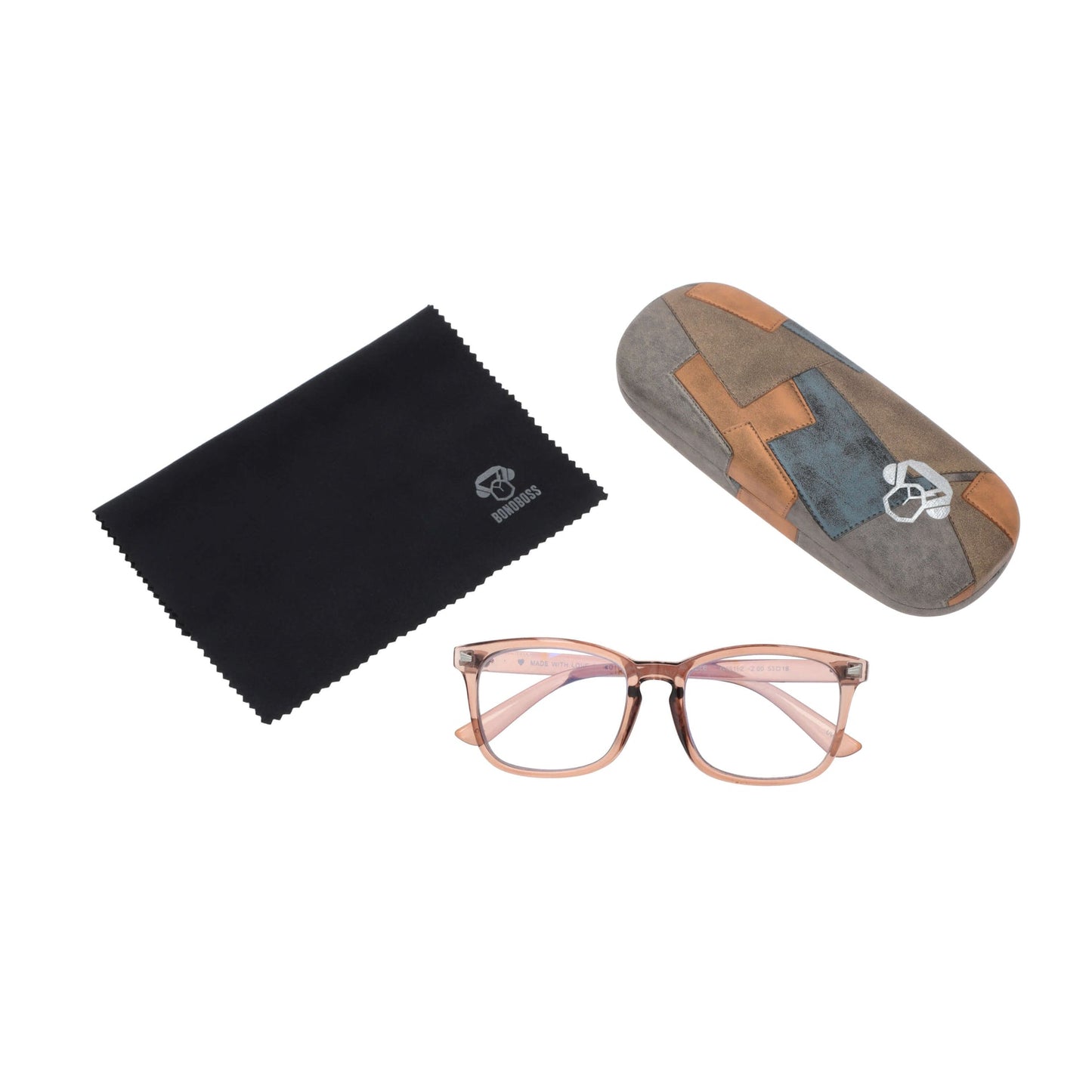 Oncol Caramel vista desde arriba de lentes de presbicia de lectura presbicie leer redondos ovalados para hombre y mujer de cara redonda grande marco de plastico reciclado de colores con filtro de luz azul para las pantallas con estuche rigido tipo almeja y paño de limpieza