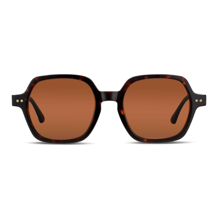 Sunglasses tortoise square with color lenses café polarized for men and women with or sin prescription optica Bonoboss #color_carey