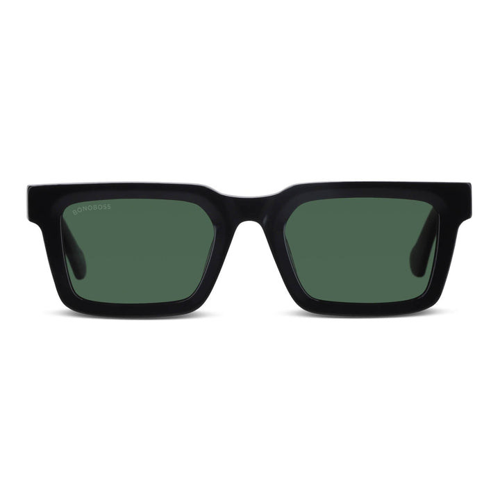 Sunglasses polarized for men and women rectangular black cristal g15 larges for round face Bonoboss #color_negro