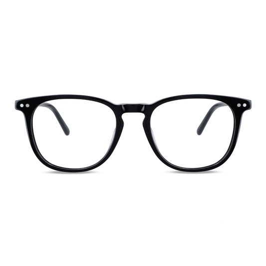 marcos opticos redondos para hombre y mujer con clip de sol polarizado marca bonoboss sustentable mayorista de opticas vista frontal #color_negro
