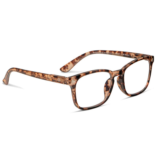 anteojos lentes de lectura filtro azul para hombre y mujer cara redonda distribuidor mayorista optica lentes sustentables plastico reciclado color carey vista lateral o angulada