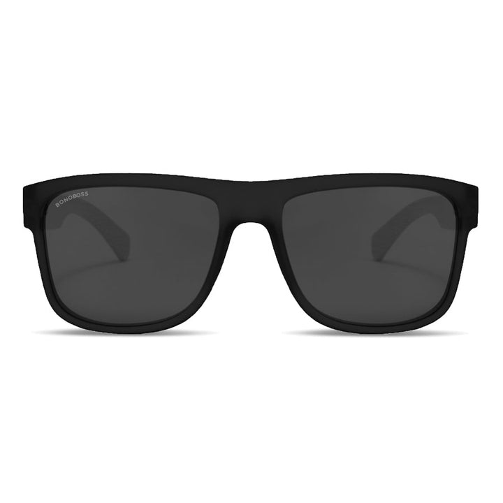 Sunglasses rectangular polarized black wooden temple for men and women with color lenses black Bonoboss #color_black