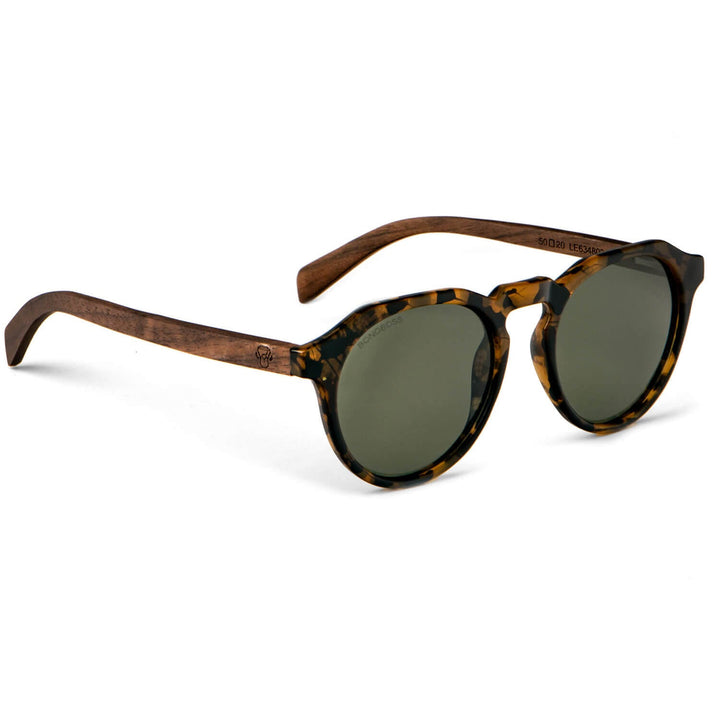Sunglasses hexagonales polarized with wooden temples men and women with color lenses green or g15 Bonoboss #color_carey