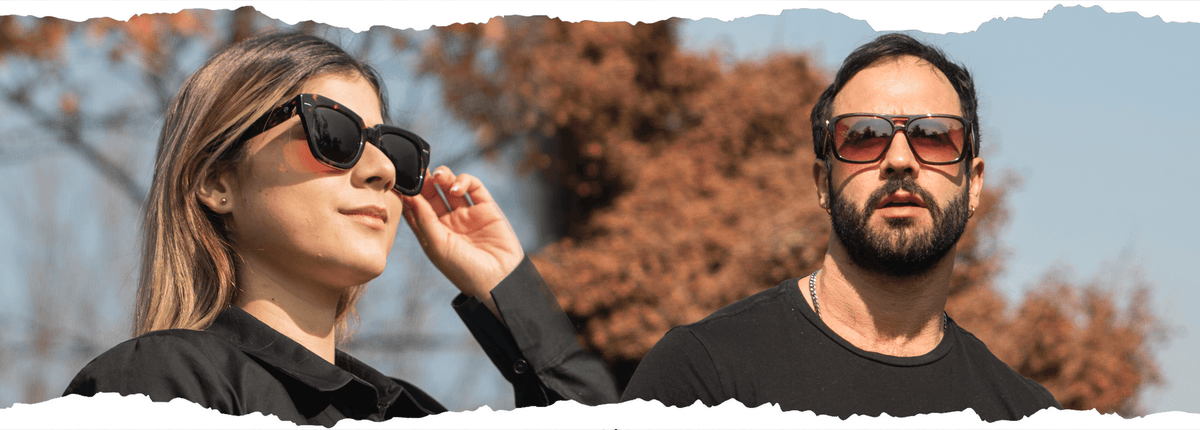 Anteojos de sol o gafa polarizada de moda para hombre y mujer. Lentes de moda grandes con colores pasteles y estilos vintage.