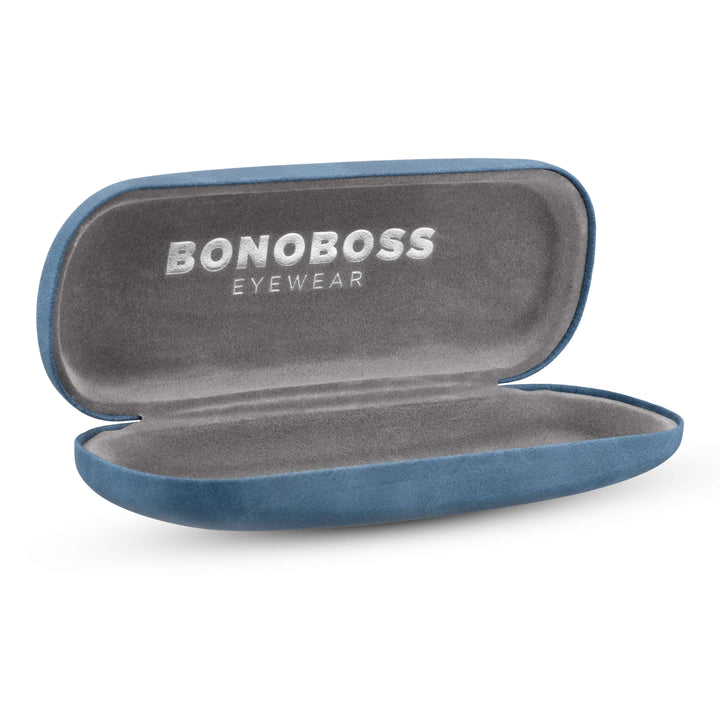 Estuche almeja for eyeglasses eyewear lenses optical lectura tipo almeja duro distribuidor mayorista blue with microfibra interior gray bonoboss #color_azul