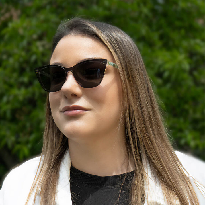 Eyeglasses optical agate pattern women with sun clip-on polarized with clip-on overlay prescription lenses Bonoboss #color_verde