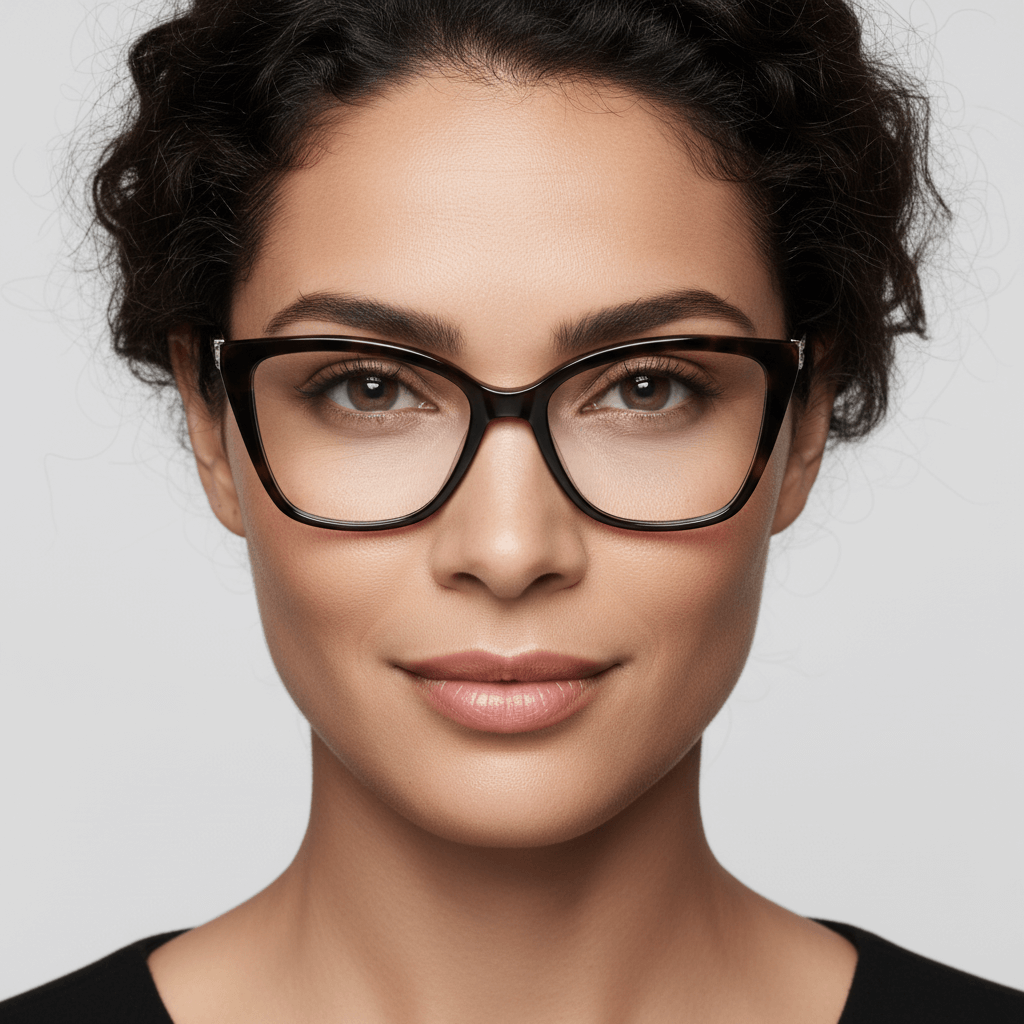 Una modelo women pelo riso guapa wearing eyeglasses optical frames bonoboss prescription moedlo agate pattern #color_carey