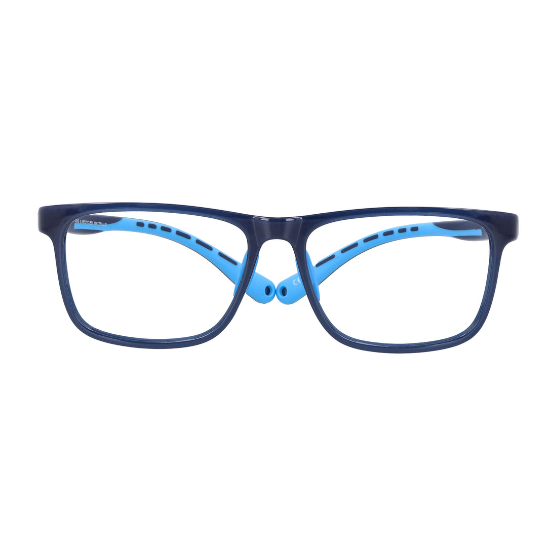 Optical frames frames for kids and kids in black and blue. front view anteojo indestructible miraflex bonoboss #color_azul