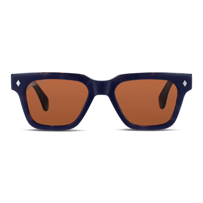 lentes anteojos de sol polarizados de acetato cuadradados rectangulares para mujer y hombre color azul #color_carey