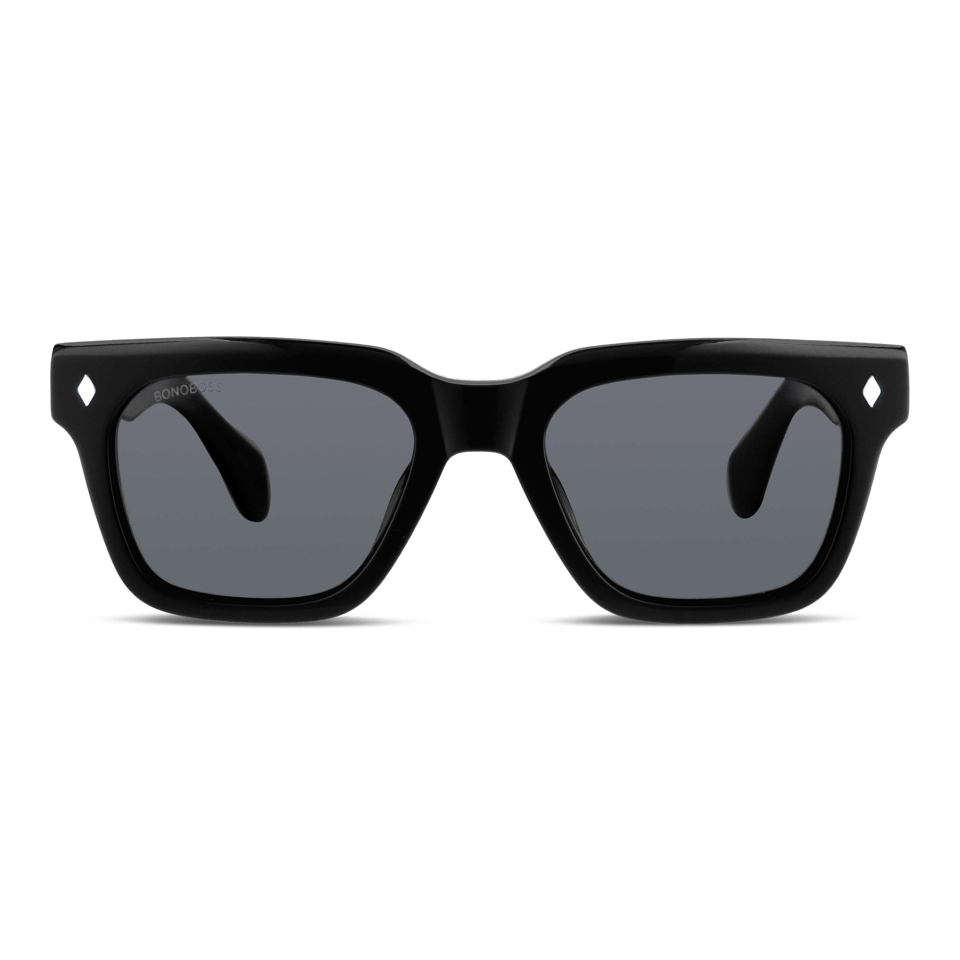 lentes anteojos de sol polarizados de acetato cuadradados rectangulares para mujer y hombre color negro  #color_negro