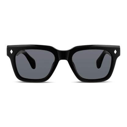 lentes anteojos de sol polarizados de acetato cuadradados rectangulares para mujer y hombre color negro  #color_negro