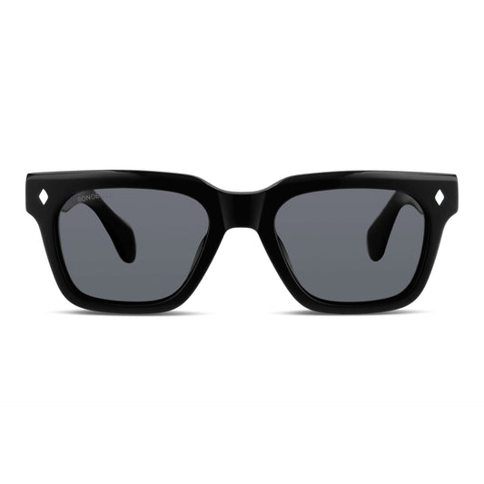 lentes anteojos de sol polarizados de acetato cuadradados rectangulares para mujer y hombre color negro  #color_negro