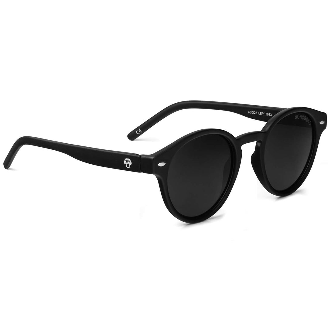 Sunglasses polarized round black fabricados with recycled plastic Bonoboss #color_negro