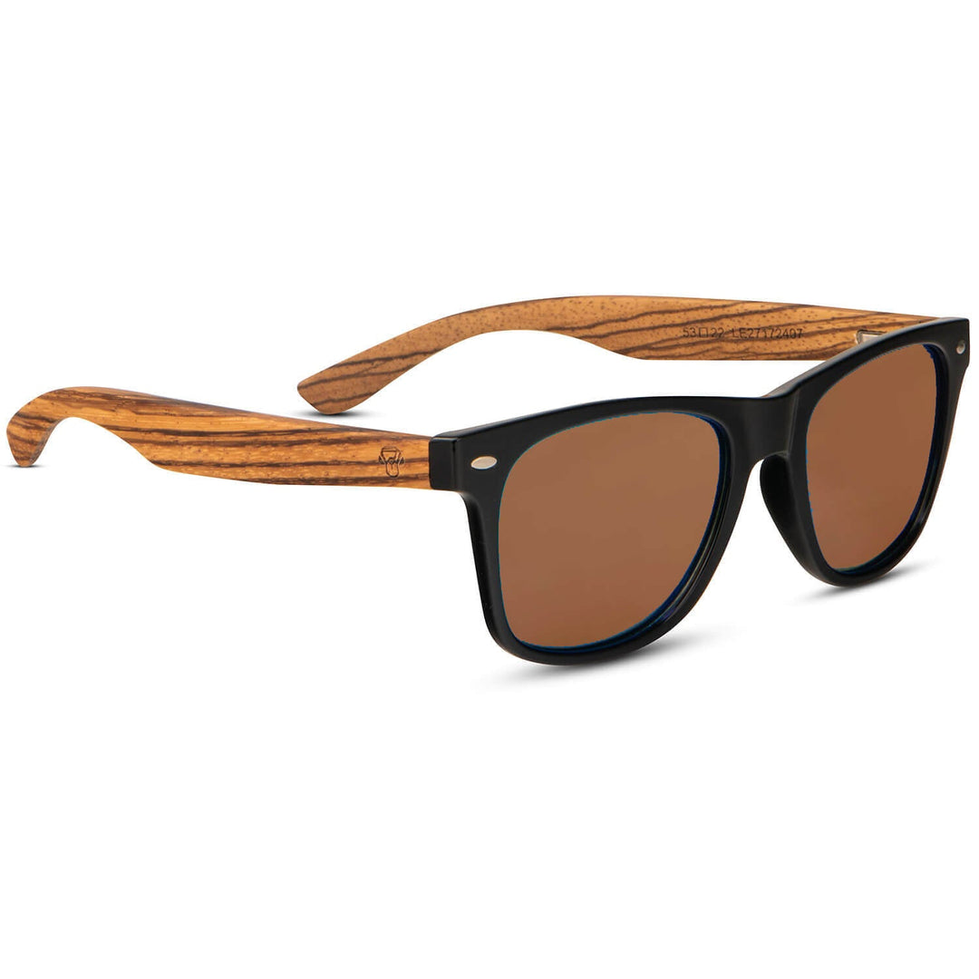 Sunglasses rectangular polarized black wooden temple for men and women with color lenses black Bonoboss #color_negro