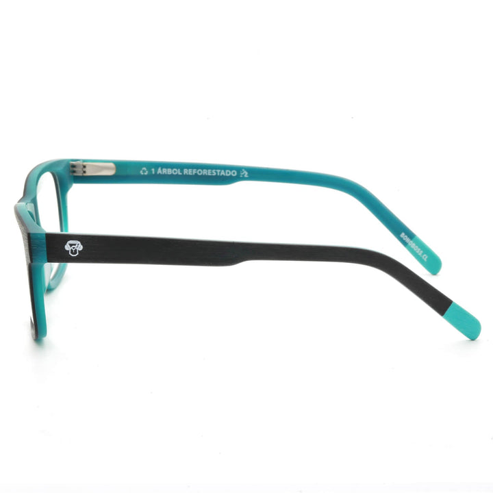 Front view frames or optical frames material sustainable recycled ecologico forma rectangular color darkblue for men and women round face Bonoboss #color_darkblue