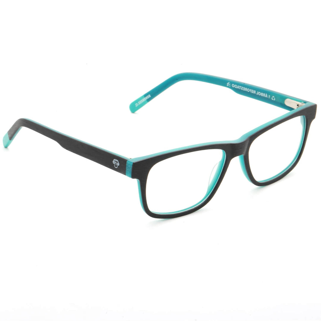 Front view frames or optical frames material sustainable recycled ecologico forma rectangular color darkblue for men and women round face Bonoboss #color_darkblue