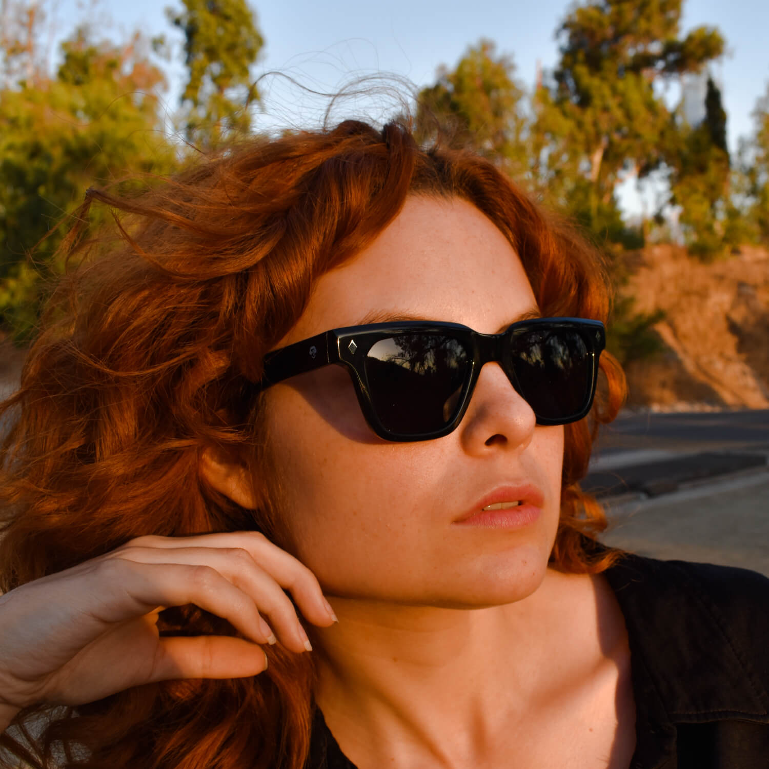 lentes anteojos de sol polarizados de acetato cuadradados rectangulares para mujer y hombre color negro #color_negro