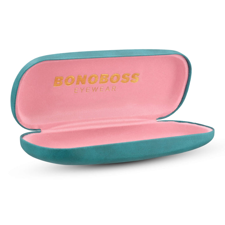 Estuche almeja for eyeglasses eyewear lenses optical lectura tipo almeja duro distribuidor mayorista color calipso with microfibra interior pink bonoboss #color_calipso