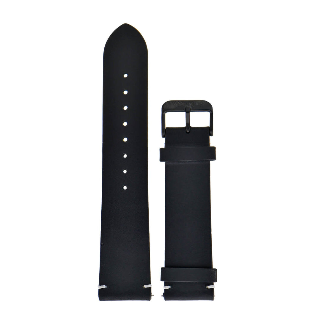 Correa para reloj deportiva negra de 22 mm, vista frontal, repuesto de cambio rápido
