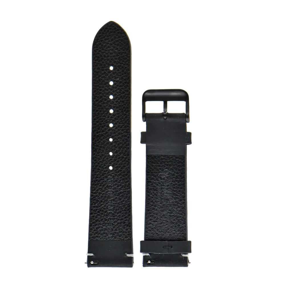 Vista frontal directa: correa para reloj deportiva negra de 22 mm, para relojes de 22 mm, de cambio rápido