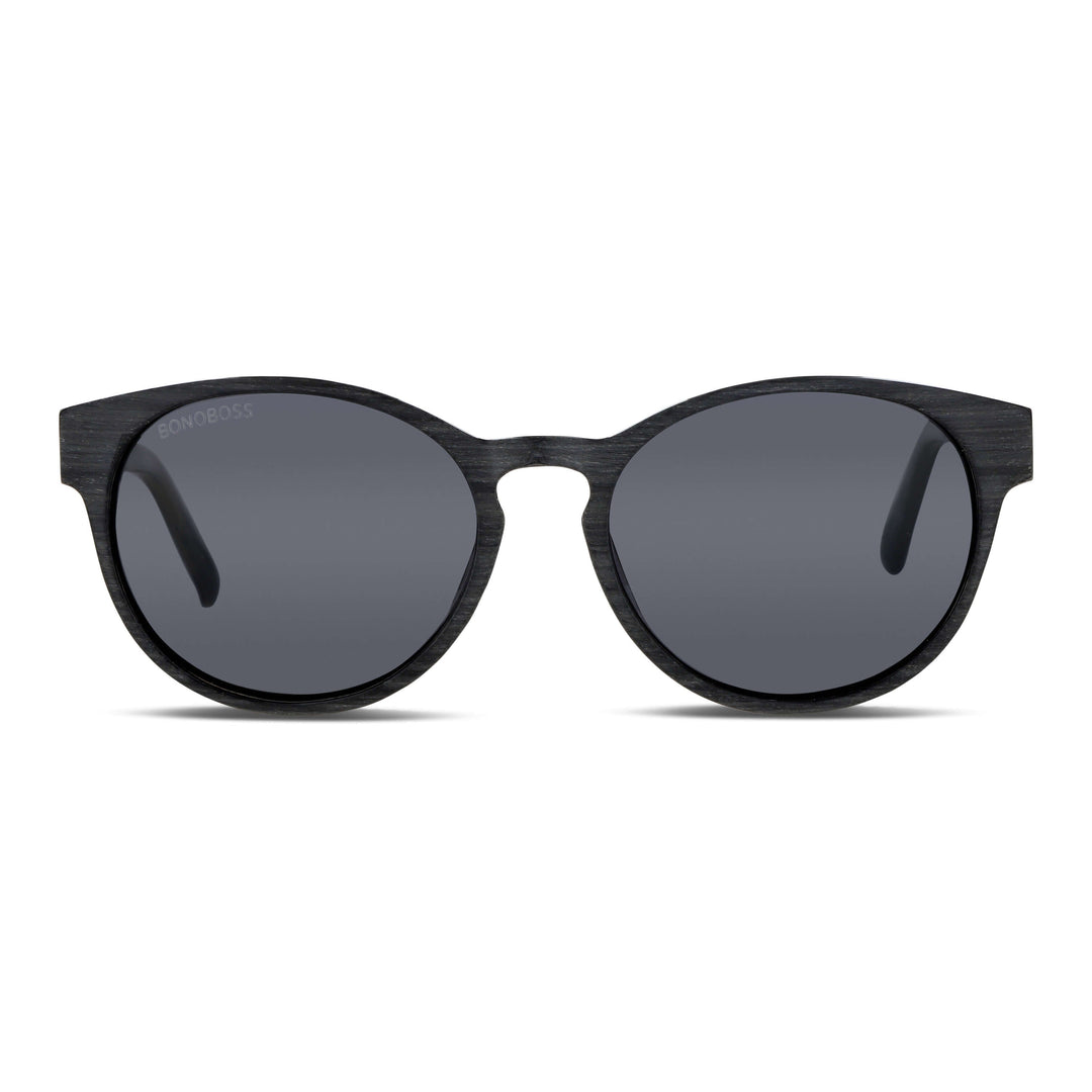 Lenses sunglasses oval wooden temple color gray cristal black for men and women Bonoboss #color_gris