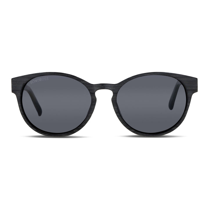 Lenses sunglasses oval wooden temple color gray cristal black for men and women Bonoboss #color_gris