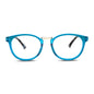 anteojos de lectura marcos redondos de color azul con puente metalico para hombre y mujer con filtro azul y anti reflejo presbicia