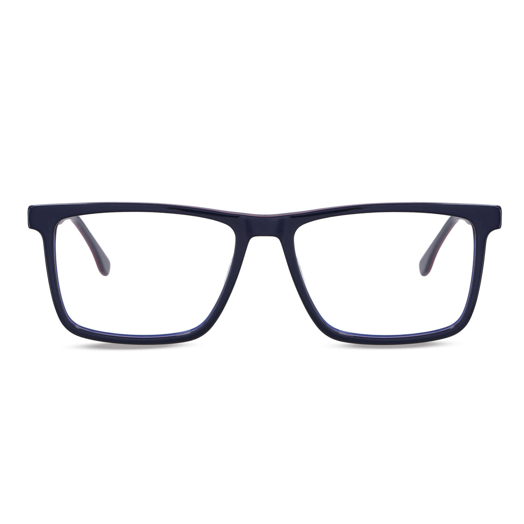 Eyeglasses optical rectangular front view blue with borde red and blue for men Bonoboss #color_azul