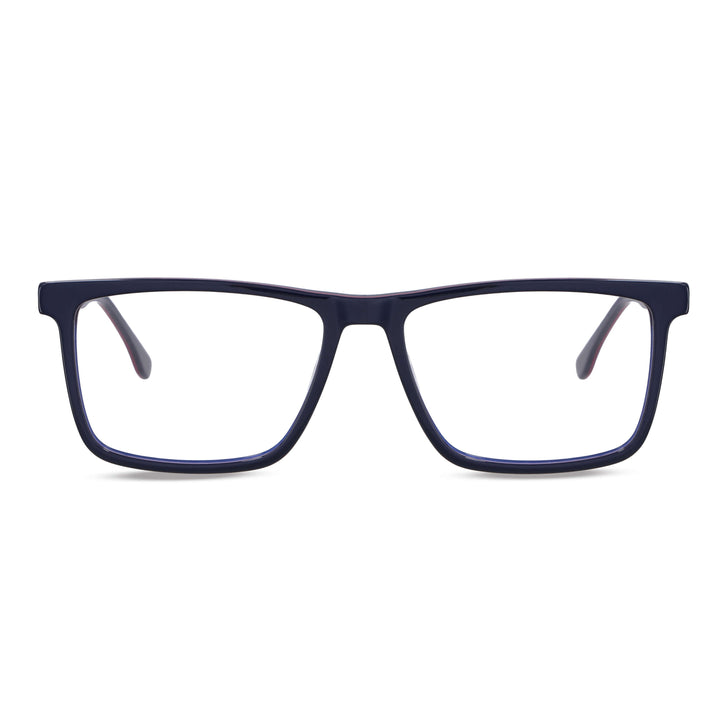 Eyeglasses optical rectangular front view blue with borde red and blue for men Bonoboss #color_azul