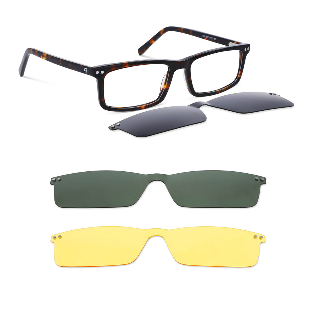 Frames rectangular tortoise with imanes sun or clips polarized for men and women Bonoboss #color_carey