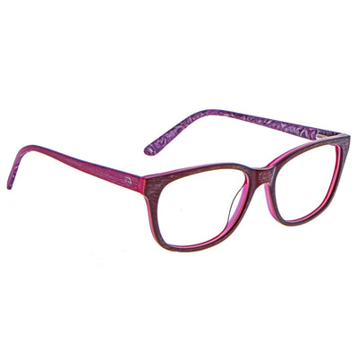 marcos armazones opticos de color morado forma agatada para caras redondas de mujer. Lentes opticos de moda para mujer