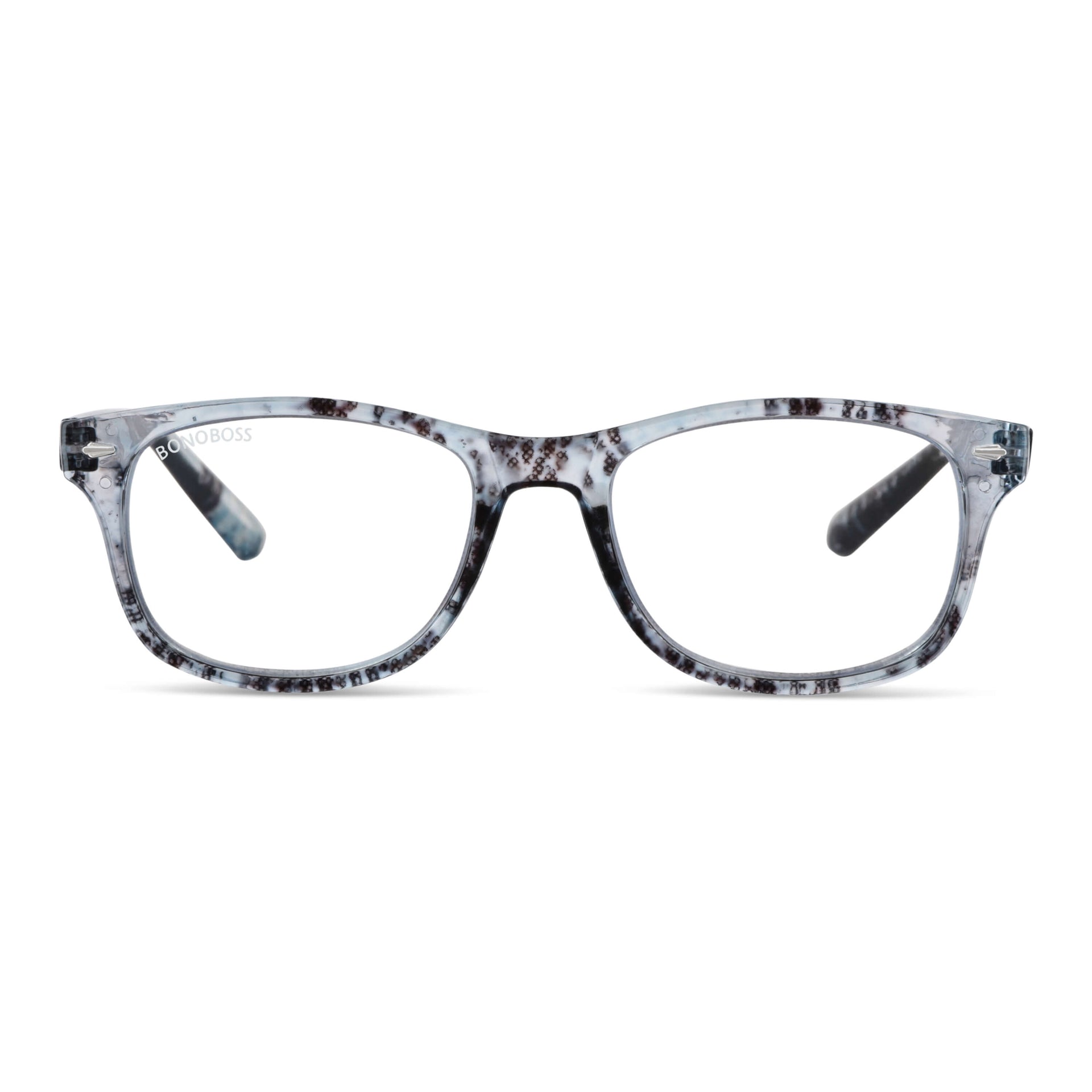 Rapa Nui Gray vista frontal de lentes de lectura ovalados para hombre y mujer con filtro de luz azul para las pantallas
