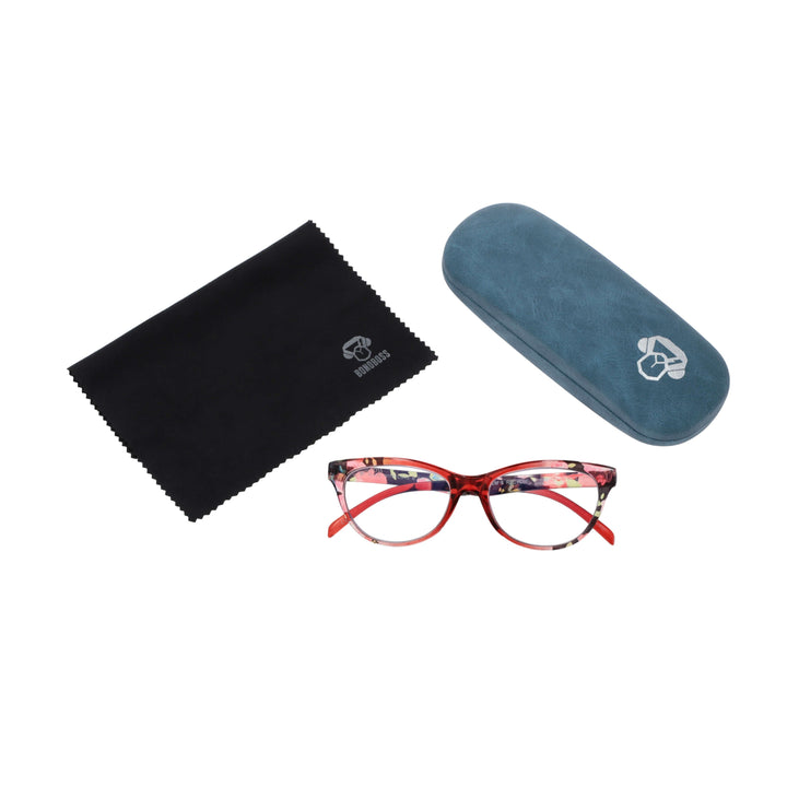 Lenses lectura angelina agate pattern filtro luz blue UV protection400 antirreflejo red floral women bonoboss