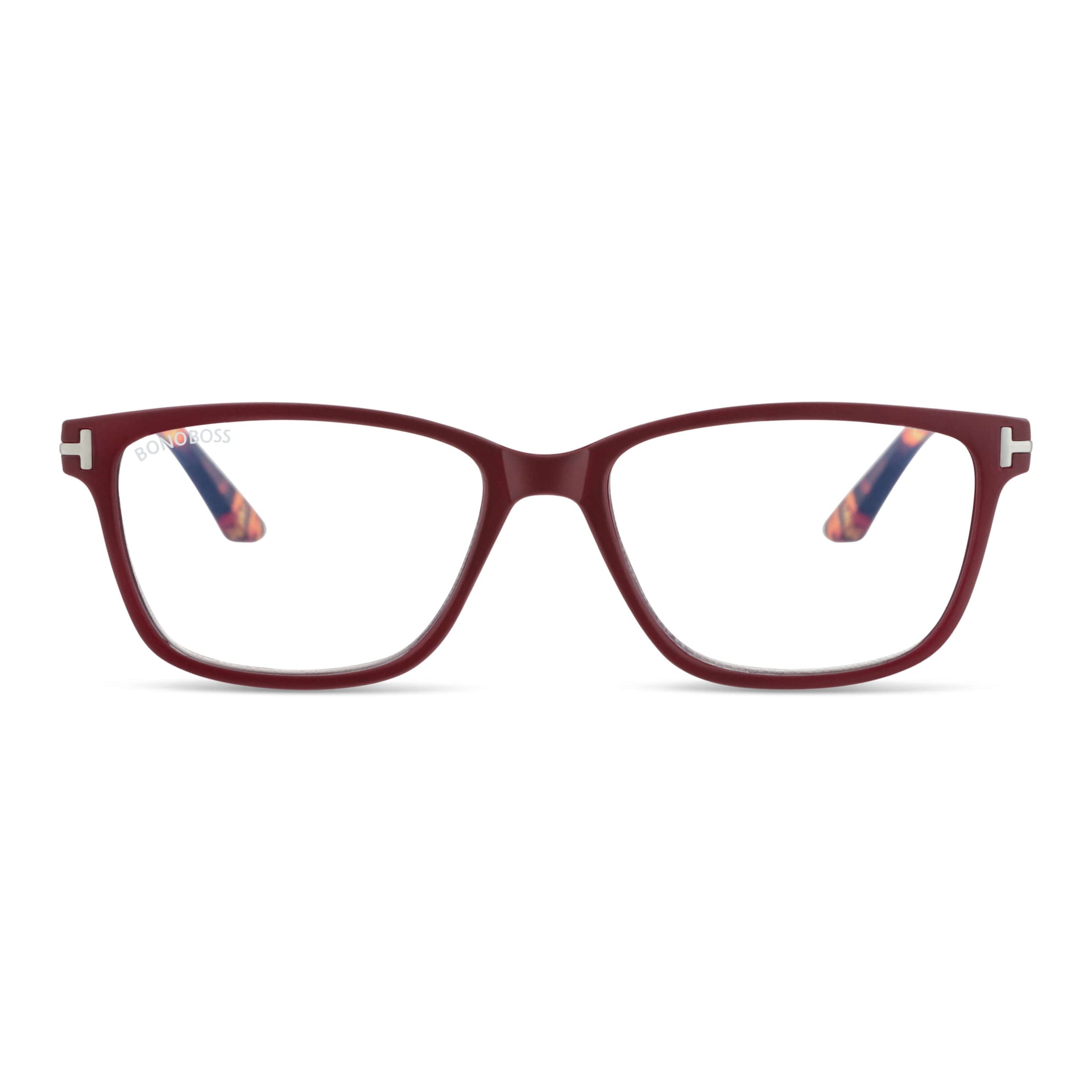 Puerto Williams Red vista frontal de lentes de lectura ovalados para mujer y hombre con marco armazon de plastico reciclado y colores distintos con filtro de luz azul para las pantallas