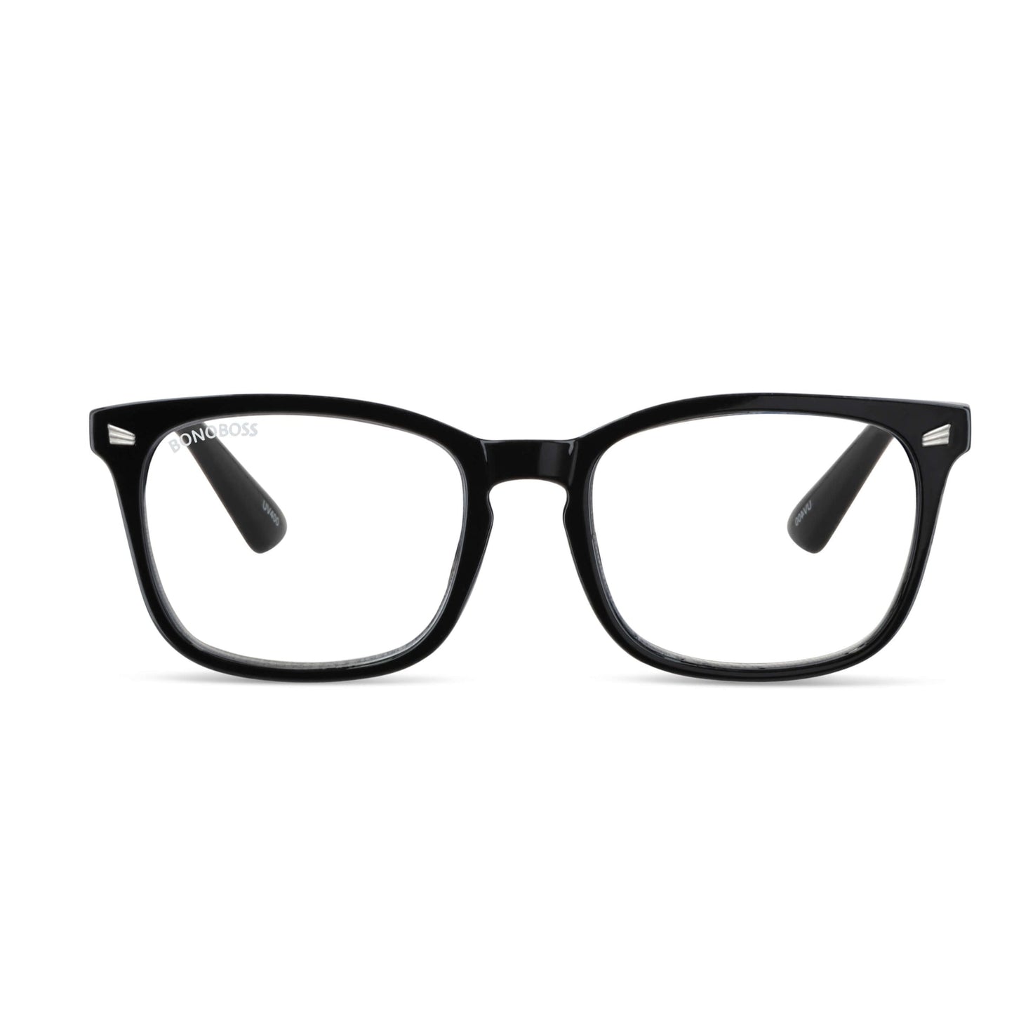 Oncol Black vista frontal de anteojos de lectura presbicie leer redondos ovalados para hombre mujer de cara redonda grande marco armazon de plastico reciclado y colores distintos con filtro de luz azul para las pantallas