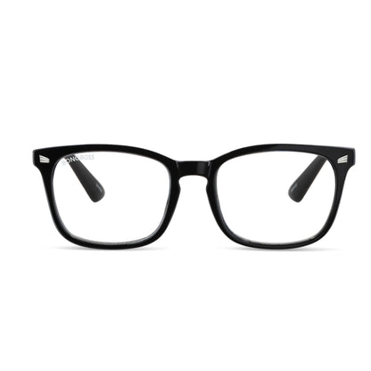 Oncol Black vista frontal de anteojos de lectura presbicie leer redondos ovalados para hombre mujer de cara redonda grande marco armazon de plastico reciclado y colores distintos con filtro de luz azul para las pantallas