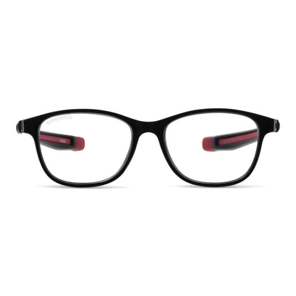Slack Red vista frontal de lentes de lectura con colgante incorporado que cuelgan del cuello para hombre de cara redonda grande