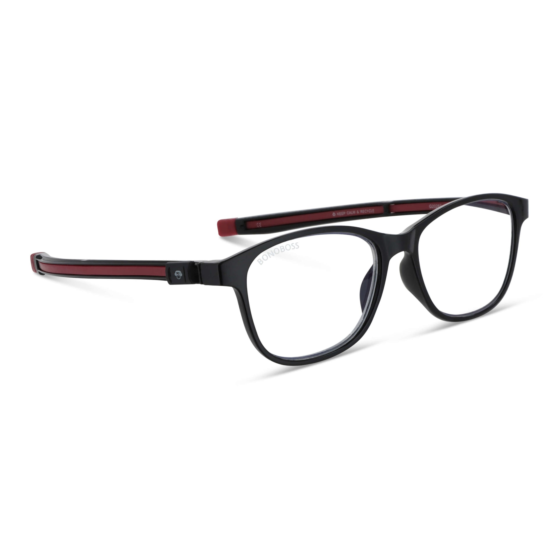 Slack Red vista angulada de lentes de lectura con colgante incorporado que cuelgan del cuello para hombre de cara redonda grande