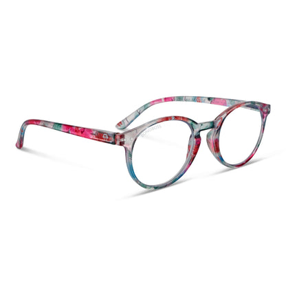 Gordon Island Floral vista angulada de gafas de lectura leer redondos para mujer y hombre con armazon de plastico reciclados y colores distintos exclusivos con filtro de luz azul para las pantallas)