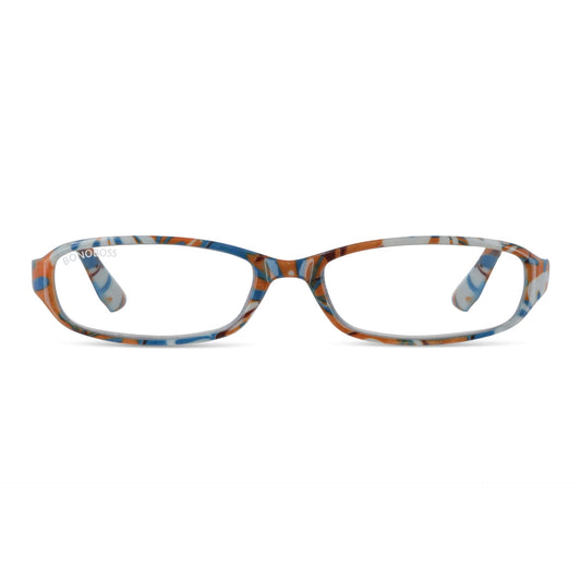 Darwin Floral vista frontal de anteojos de lectura rectangular redondos para mujer y hombre con marco armazon de plastico reciclado y colores distintos con filtro de luz azul para las pantallas