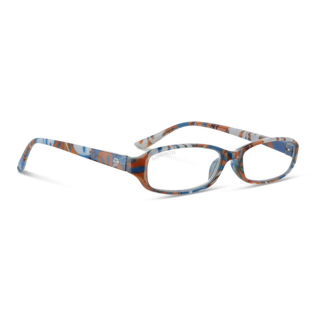 Lenses lectura darwin2 filtro luz blue UV protection400 antirreflejo blue naranja floral women bonoboss