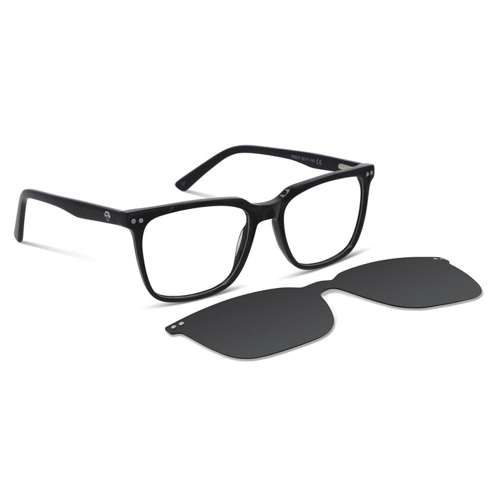 Frames optical frames black with sun clip-on polarized mica magnetica optical prescription for men and women ecologico sustainable recycled plastic Bonoboss #color_negro
