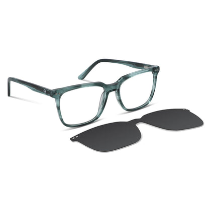 armazones marcos opticos de color verde con clip de sol polarizado mica magnetica opticos con receta para hombre y mujer ecologico sustentable plastico reciclado  #color_verde