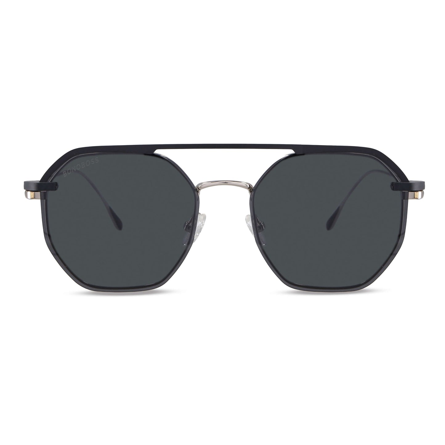 armazon optico con clip de sol polarizado delgado y liviano con o sin receta optica bonoboss distribuidor de marcos opticos mayorista de opticas #color_silver