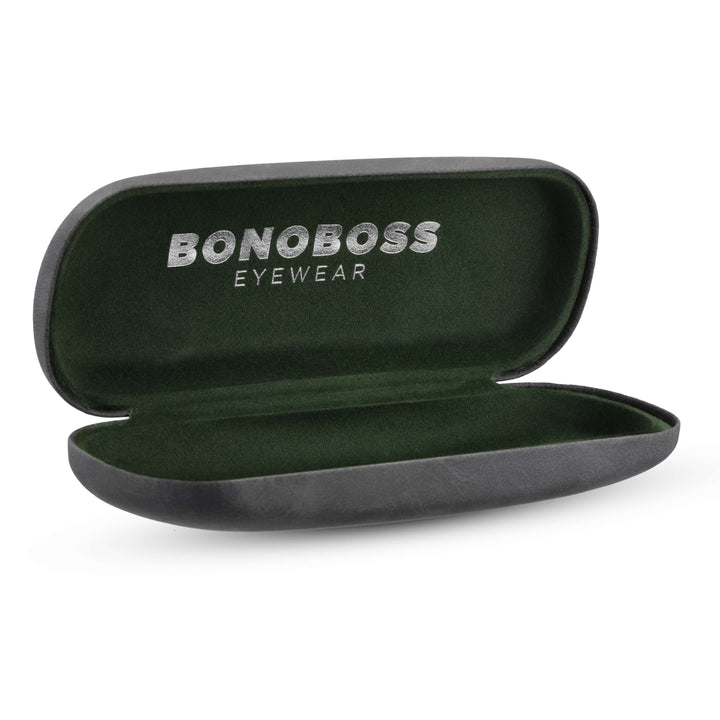 Estuche almeja for eyeglasses eyewear lenses optical lectura tipo almeja duro distribuidor mayorista black with microfibra interior green bonoboss #color_negro