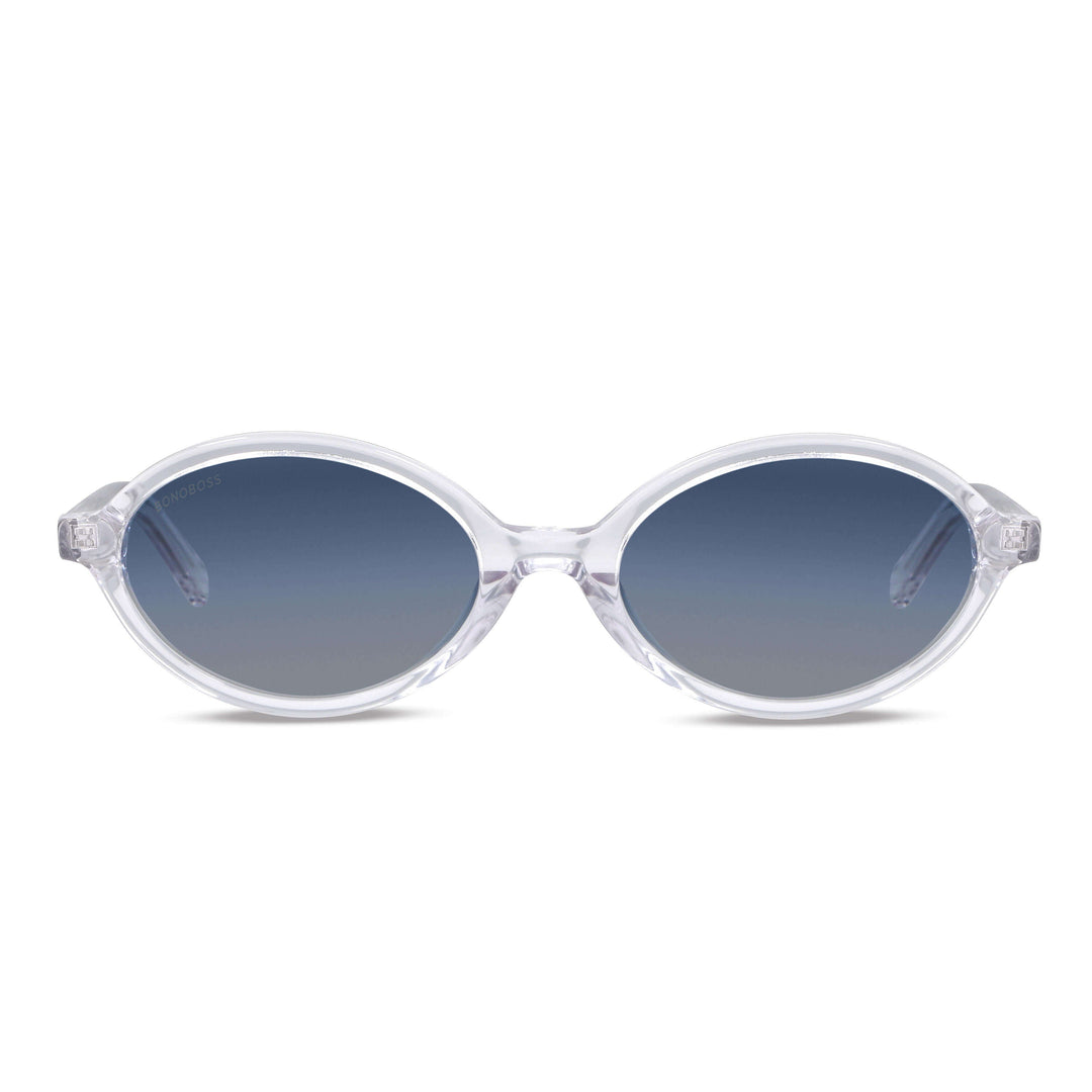 Sunglasses eyewear polarized moda fashion aesthetic for men and women clear with lenses gradient bluees with or sin prescription optica Bonoboss #color_transparente