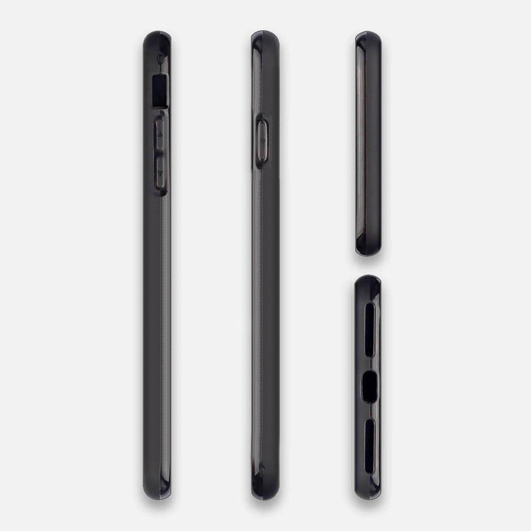 Funda ecológica de madera para iPhone: ángulo de tres cuartos. Diseñado en Chile