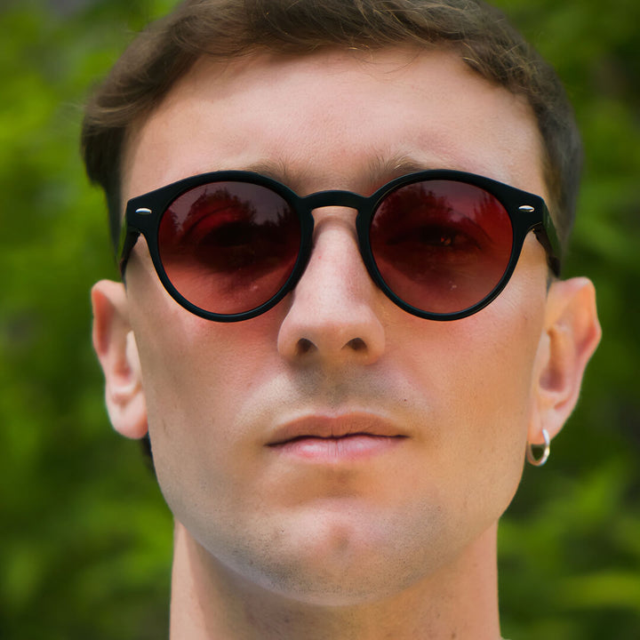 Sunglasses polarized round for women and men black critsal red Bonoboss #color_rojo
