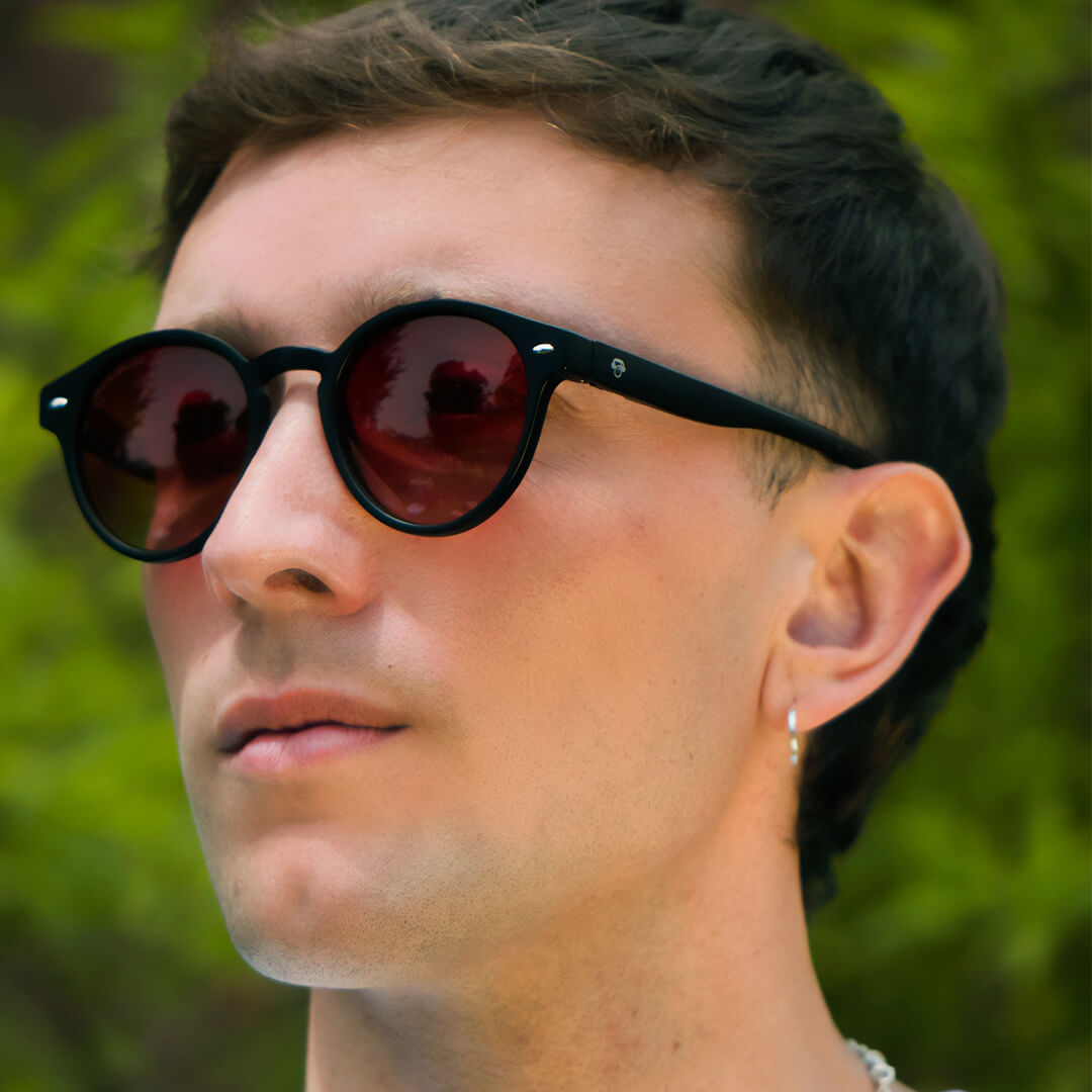 anteojos de sol polarizados redondos para mujer y hombre color negro critsal rojo #color_rojo