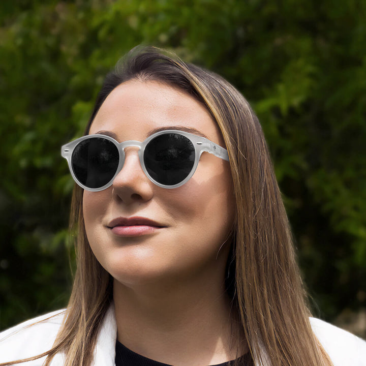 Sunglasses polarized recycled plastic round for women and men clear cristal black Bonoboss #color_transparente